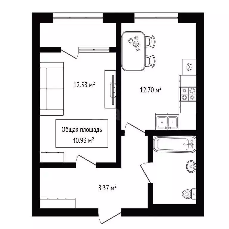 1-комнатная квартира: Новосибирск, улица Забалуева, 3/1 (40.93 м) - Фото 1