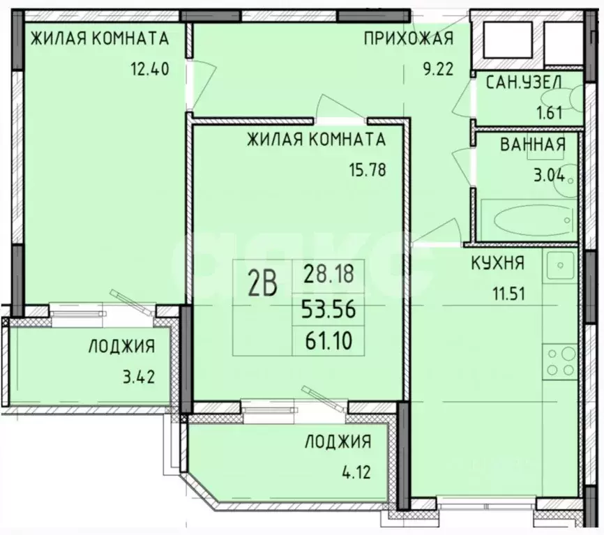 3-к кв. Тульская область, Тула Рязанская ул., 25к1 (62.0 м) - Фото 1