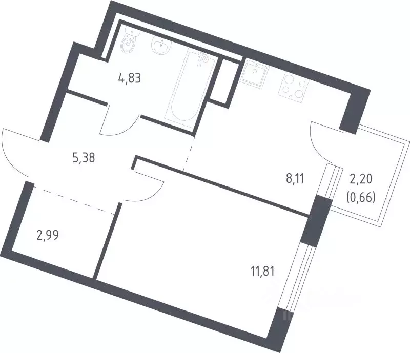 1-к кв. Ленинградская область, Ломоносовский район, Лаголовское с/пос, ... - Фото 1