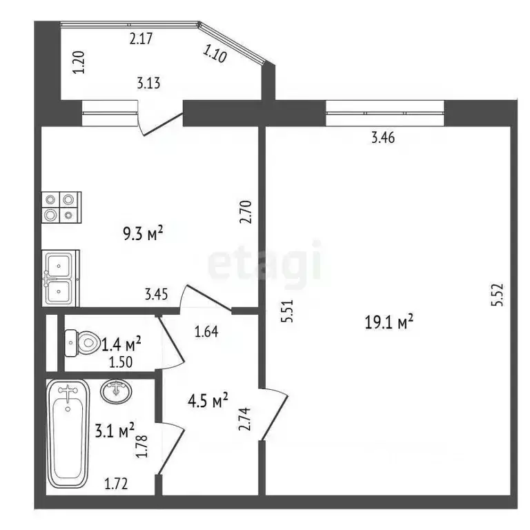 1-к кв. Орловская область, с. Знаменское ул. Мира, 9 (37.0 м) - Фото 1