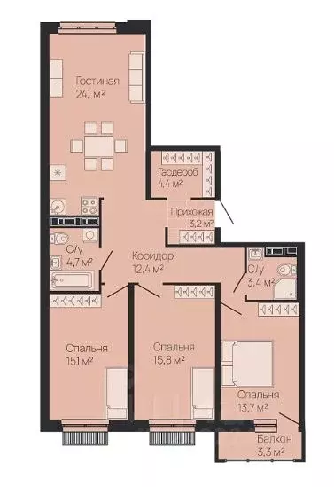 3-к кв. Нижегородская область, Нижний Новгород ул. Белинского, 23 ... - Фото 1