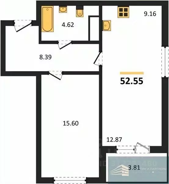 1-к кв. Воронежская область, Воронеж ул. Ломоносова, 116Б (52.6 м) - Фото 0