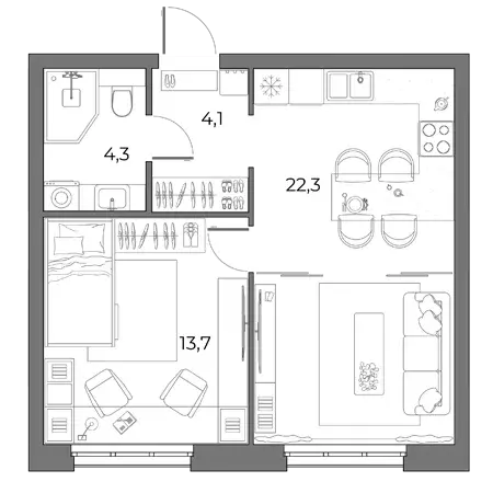 Продаётся 1-к квартира, 44.4 м - Фото 0