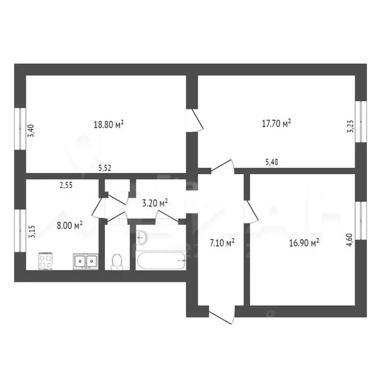 3-к кв. Кемеровская область, Березовский ул. Ленина, 16 (78.0 м) - Фото 1