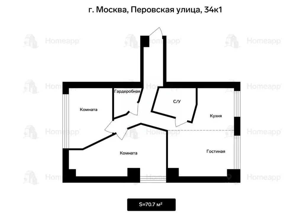3-к кв. Москва Перовская ул., 34к1 (70.7 м) - Фото 2