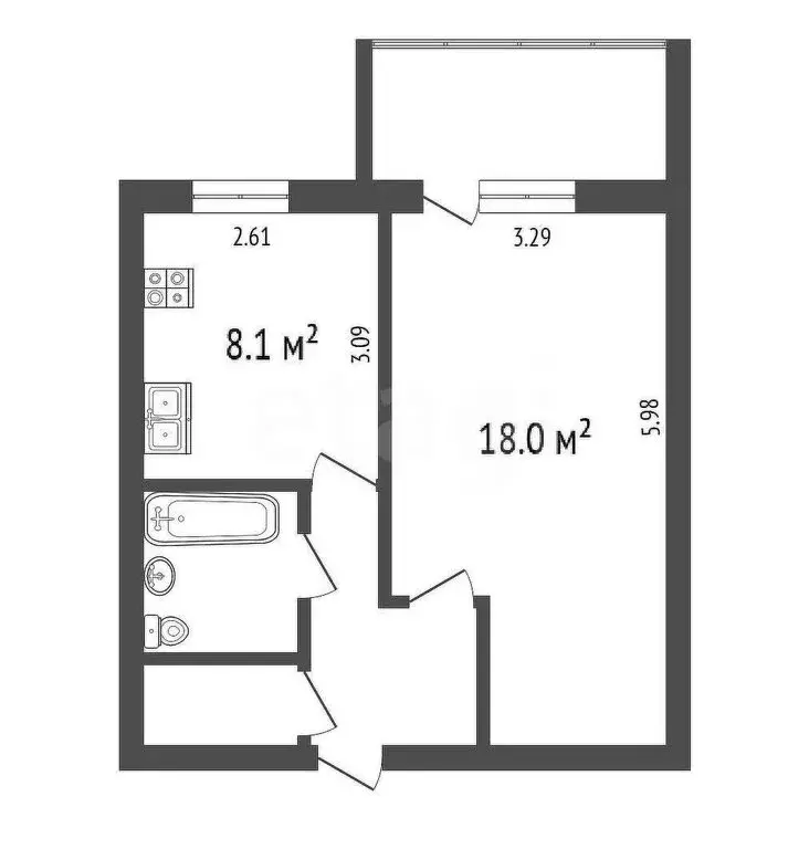 1-комнатная квартира: Вологда, улица Карла Маркса, 80 (34.6 м) - Фото 1