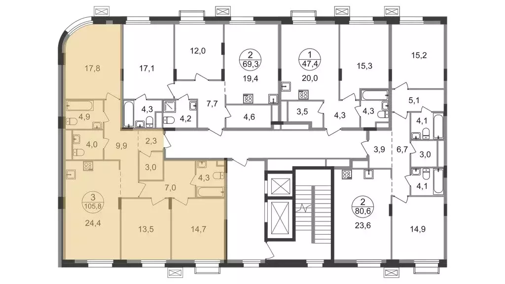 3-комнатная квартира: посёлок городского типа Заречье, жилой комплекс ... - Фото 2
