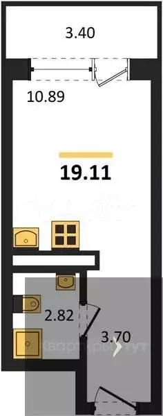 Квартира-студия, 19,1 м, 10/21 эт. - Фото 0