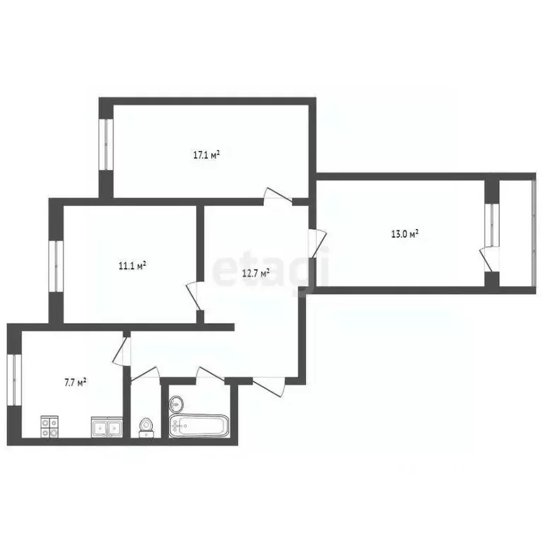 3-к кв. Ямало-Ненецкий АО, Новый Уренгой Мирный мкр, 2-1 (65.8 м) - Фото 1