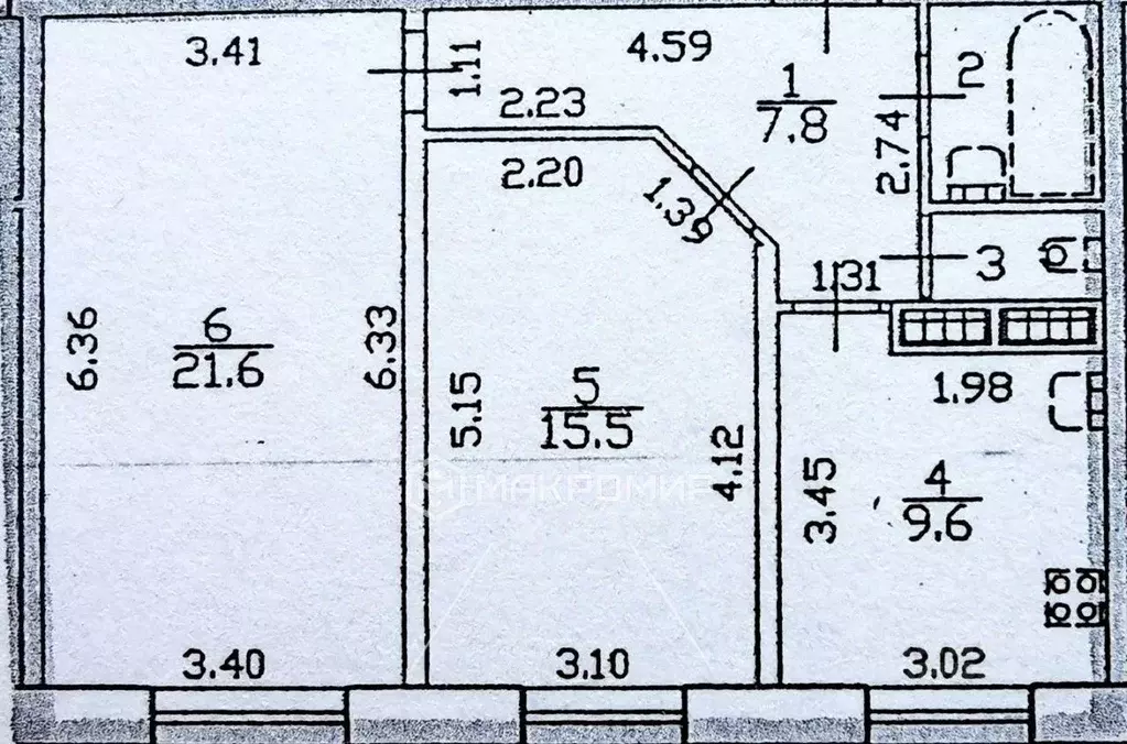 Квартира, 2 комнаты, 58.7 м - Фото 0