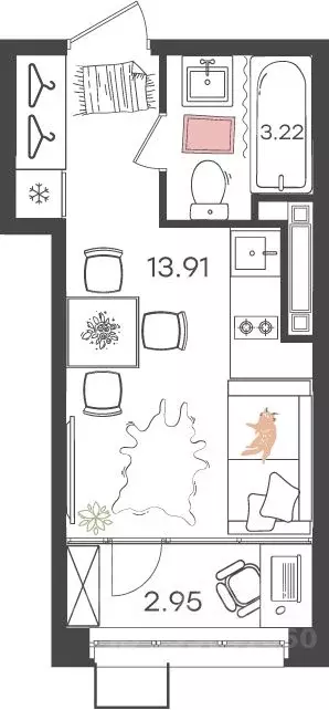 Студия Нижегородская область, Нижний Новгород Северный жилрайон,  ... - Фото 1