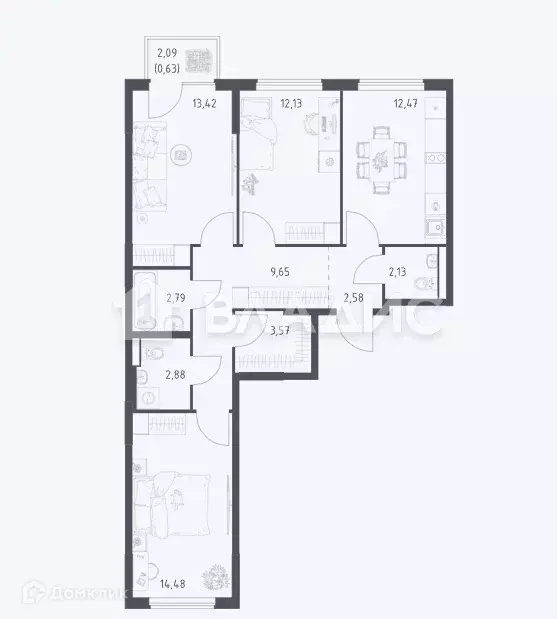 Продаётся 3-к квартира, 76.7 м - Фото 0