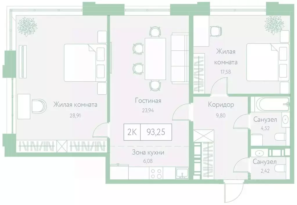 2-к кв. Хабаровский край, Хабаровск Доступный пер., 14 (93.25 м) - Фото 1