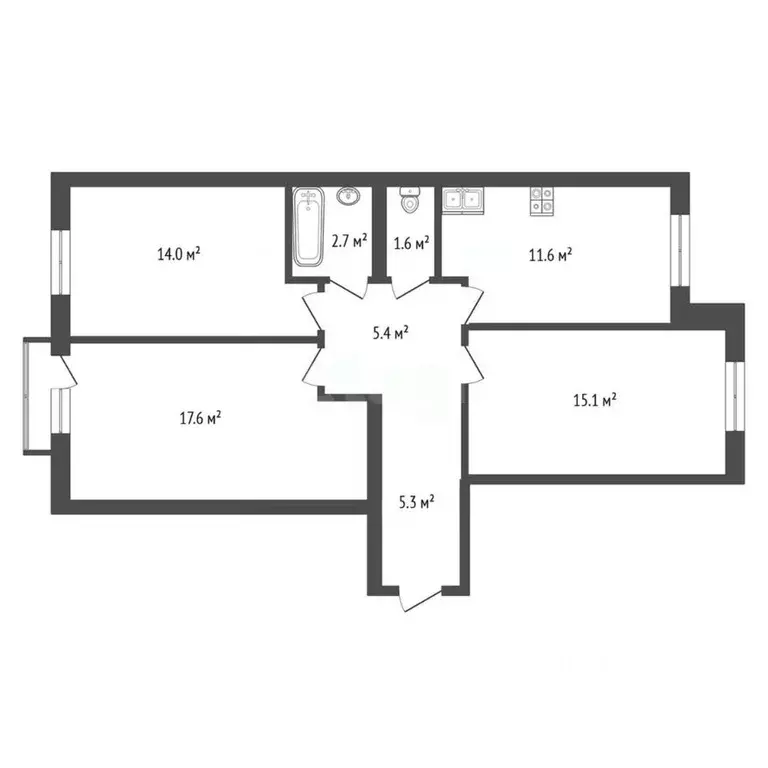 3-к кв. Самарская область, Самара бул. Ивана Финютина, 76 (74.3 м) - Фото 1