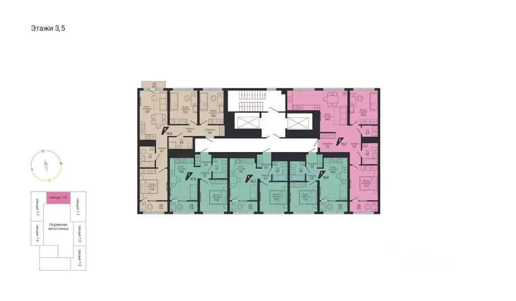 2-к кв. Свердловская область, Екатеринбург Вторчермет жилрайон,  (70.7 ... - Фото 1