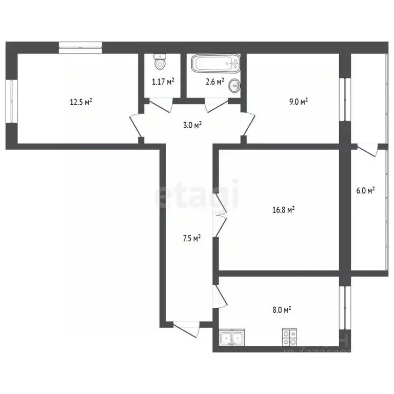 3-к кв. Саратовская область, Саратов просп. Имени 50 лет Октября, ... - Фото 2