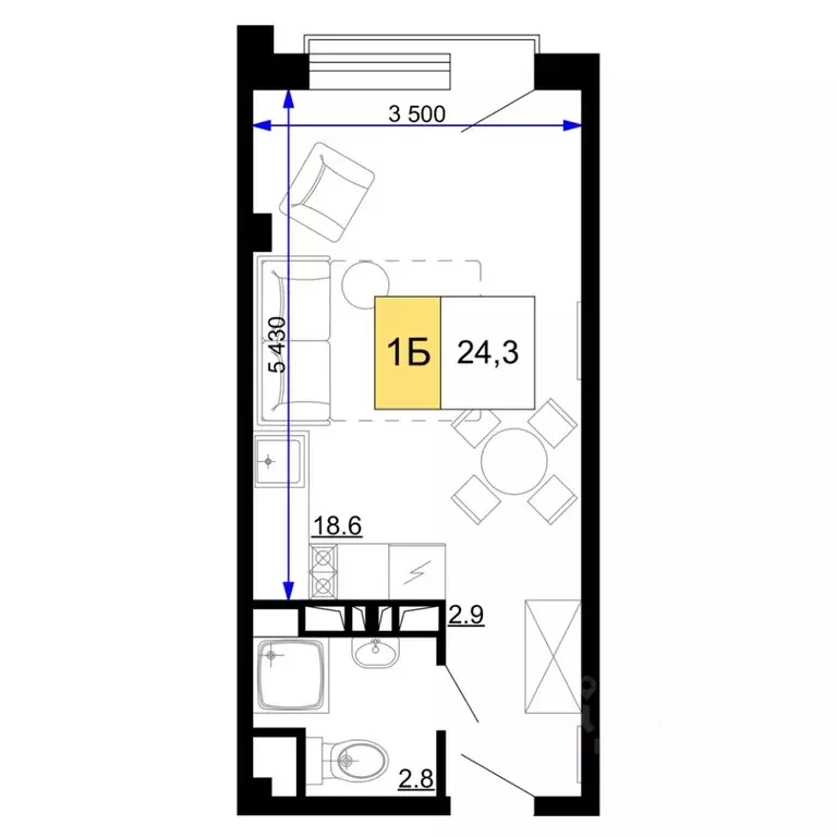 1-к кв. Краснодарский край, Анапа проезд Сосновый (24.3 м) - Фото 0