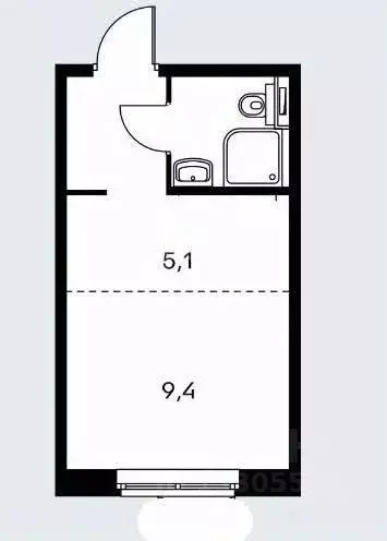 Студия Кемеровская область, Топки Солнечный мкр, 14 (28.8 м) - Фото 1