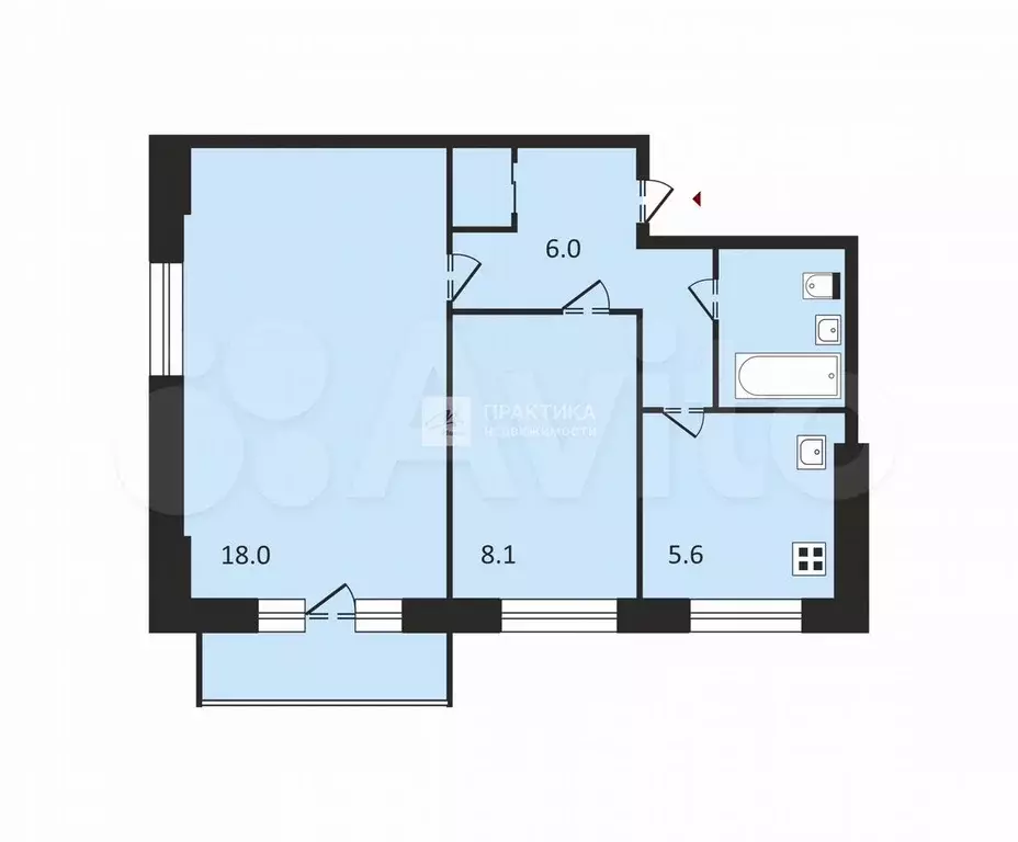 2-к. квартира, 41,2 м, 3/5 эт. - Фото 1