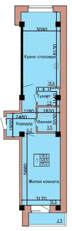 1-к кв. Хакасия, Абакан ул. Ленинского Комсомола, 24/2 (50.0 м) - Фото 0