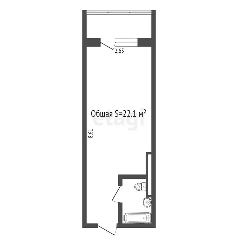 Квартира-студия: посёлок Октябрьский, Локтинская улица, 8/1 (22.1 м) - Фото 1