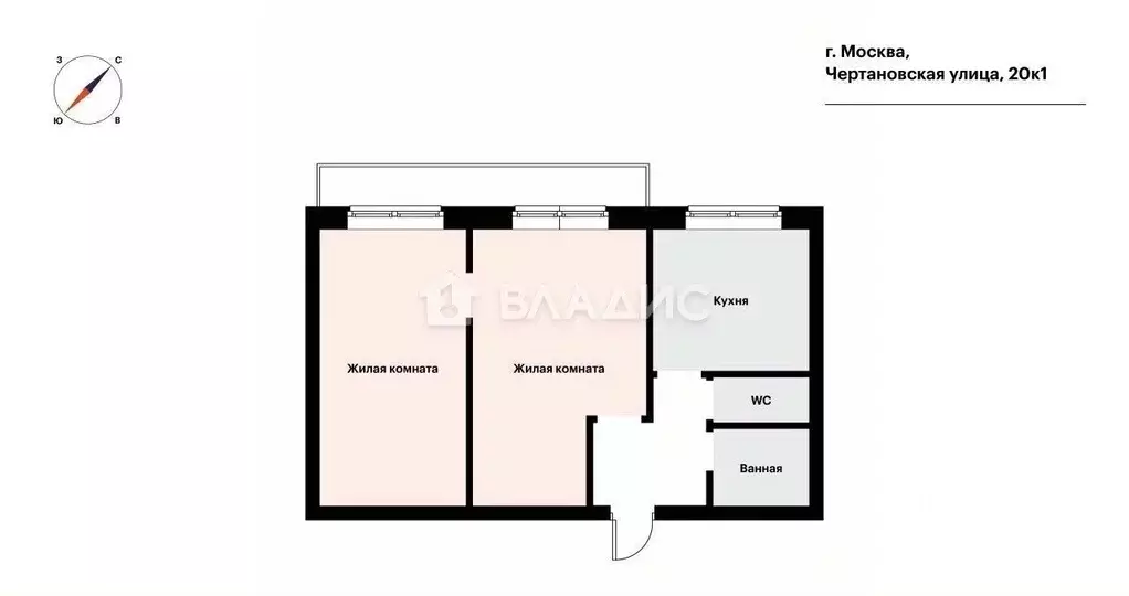 2-к кв. Москва Чертановская ул., 20К1 (46.9 м) - Фото 1