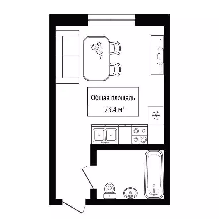 Квартира-студия: Бердск, Черемушная улица, 51 (23.4 м) - Фото 1