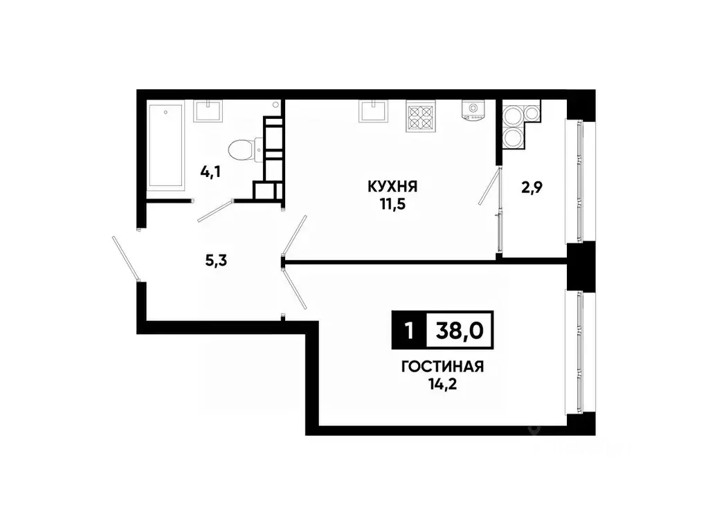 1-к кв. Ставропольский край, Ставрополь ул. Андрея Голуба, 12к8 (38.0 ... - Фото 0