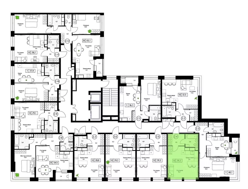 Студия Московская область, Пушкино Пушкино Град жилой комплекс (29.3 ... - Фото 2