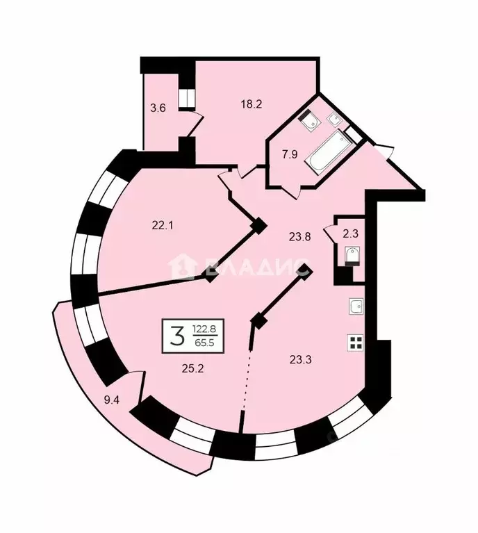 3-к кв. Санкт-Петербург просп. Ветеранов, 130 (122.8 м) - Фото 2