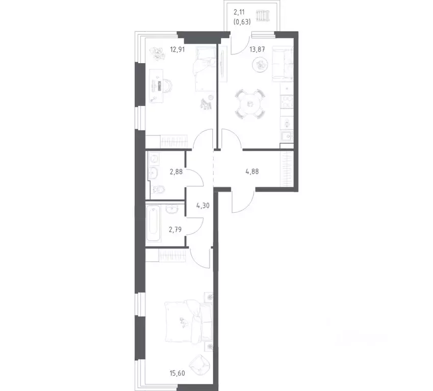 2-к кв. Московская область, Ленинский городской округ, Мисайлово пгт, ... - Фото 1