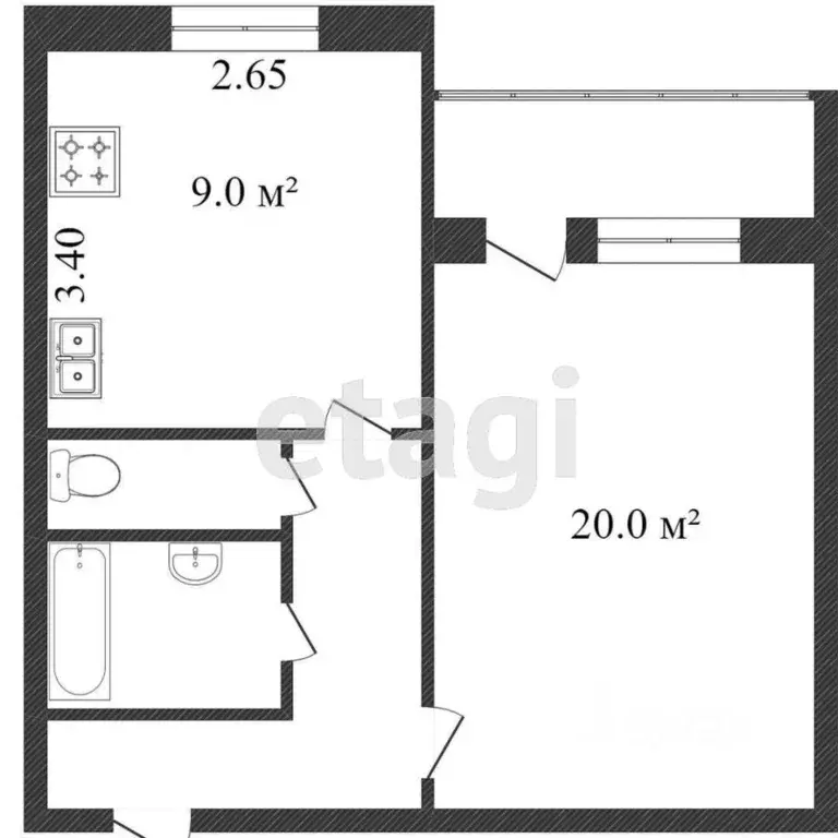 1-к кв. Воронежская область, Воронеж ул. Екатерины Зеленко, 22а (38.4 ... - Фото 2