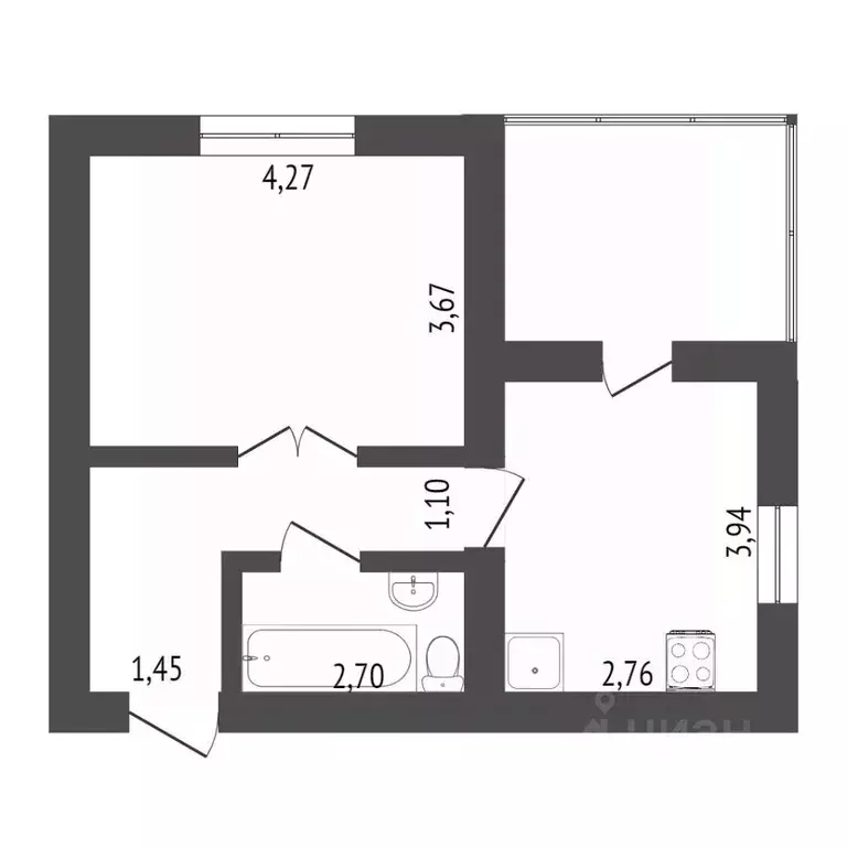 1-к кв. Коми, Сыктывкар ул. Морозова, 201 (38.9 м) - Фото 2