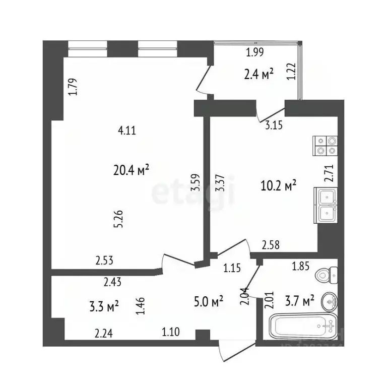 1-к кв. Тюменская область, Тюмень ул. Орджоникидзе, 16к1 (42.6 м) - Фото 2