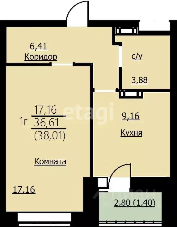 1-к кв. Ярославская область, Ярославль Красноборская ул., 3 (38.01 м) - Фото 0