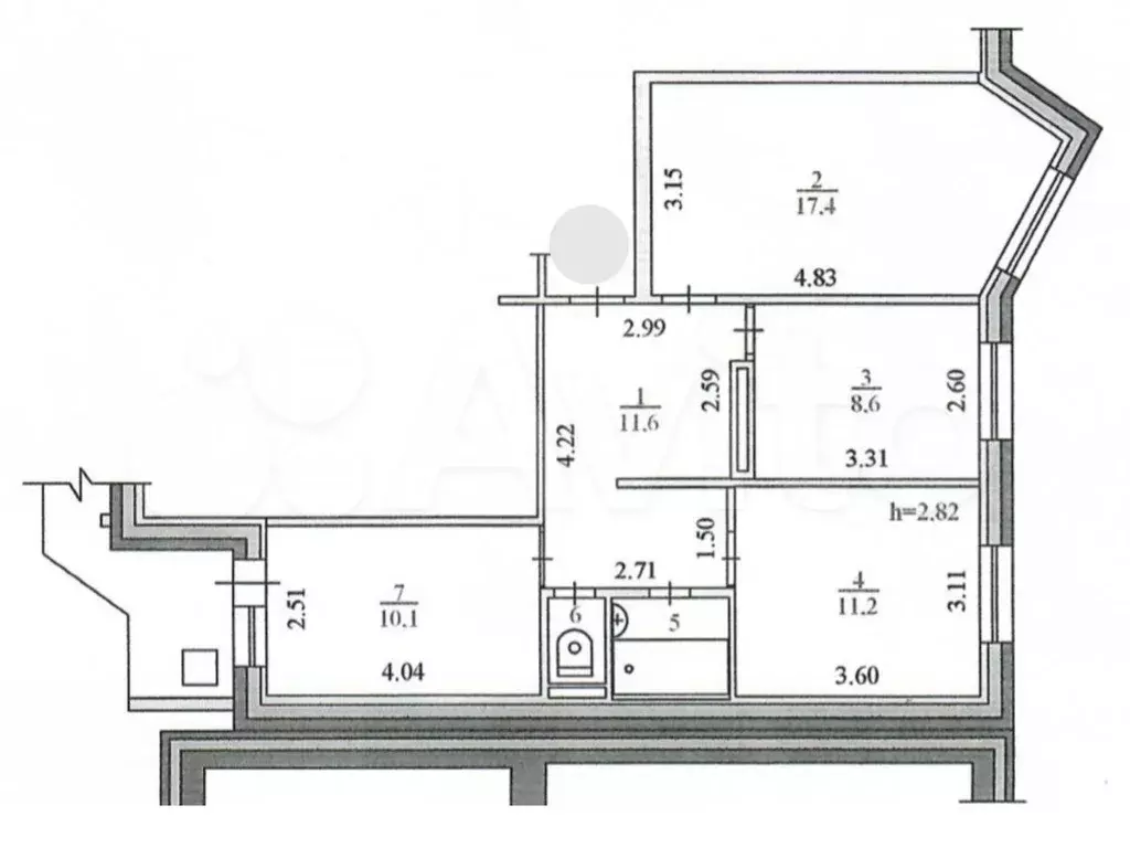 3-к. квартира, 64,6 м, 9/9 эт. - Фото 0