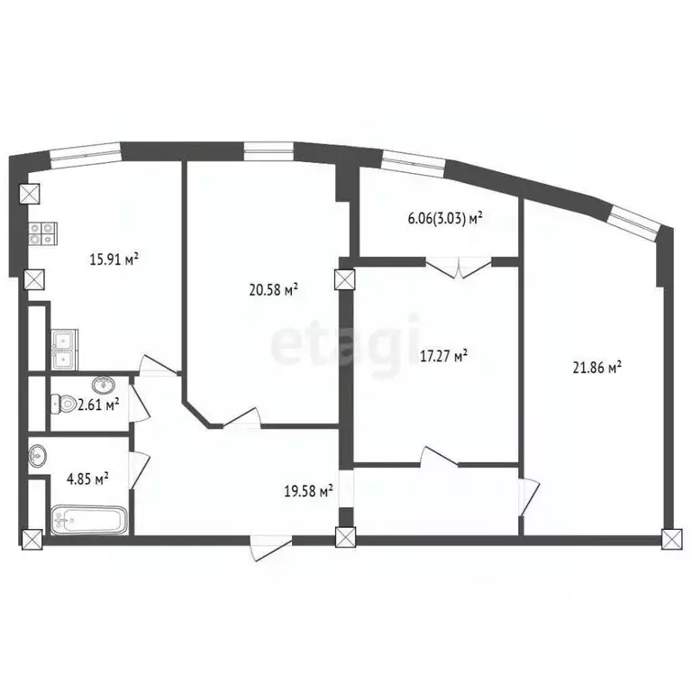 3-к кв. Тюменская область, Тюмень Профсоюзная ул., 56 (102.6 м) - Фото 1