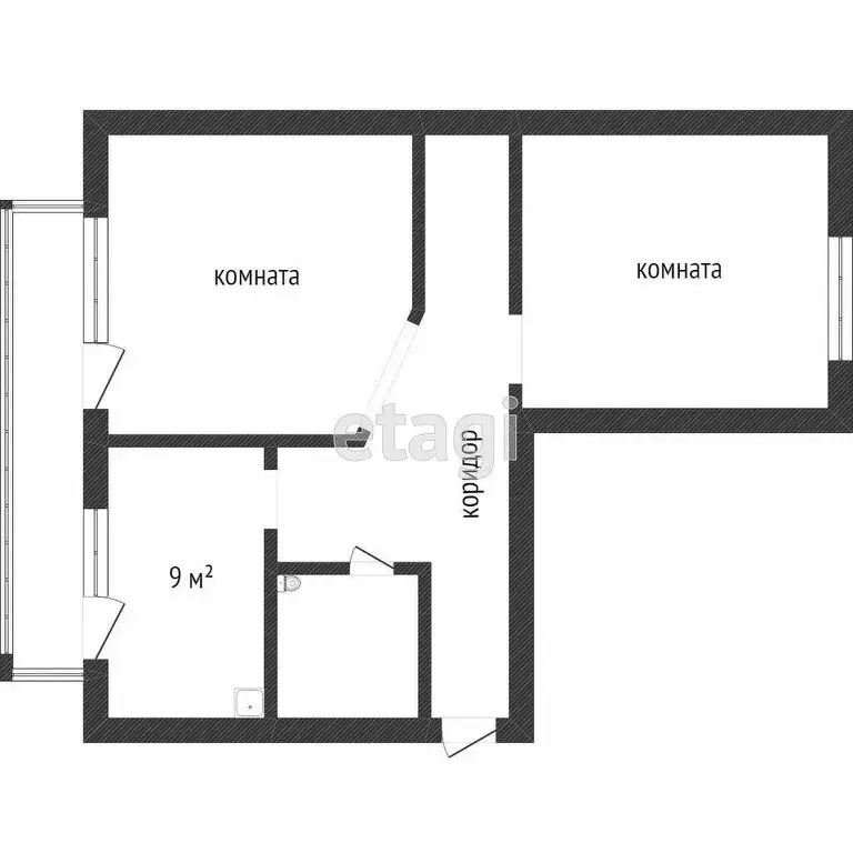 2-комнатная квартира: Черногорск, проспект Космонавтов, 40 (59.1 м) - Фото 0