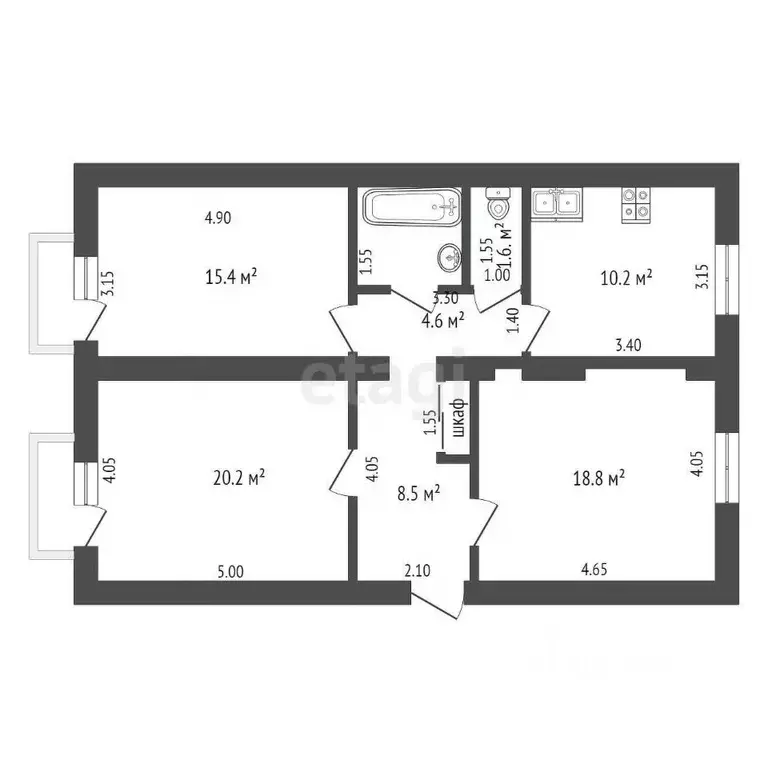 3-к кв. Архангельская область, Коряжма Театральная ул., 5 (82.6 м) - Фото 1