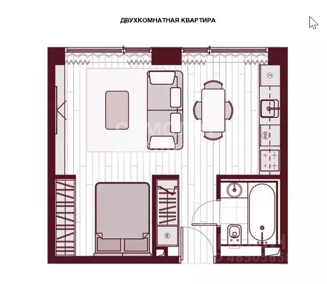 1-к кв. Москва Ленинградский просп., 37К7 (35.6 м) - Фото 2