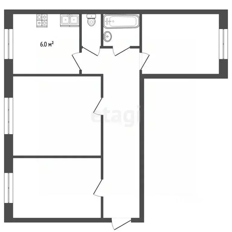 4-к кв. Томская область, Томск Черемошники мкр, пер. Баранчуковский, ... - Фото 2