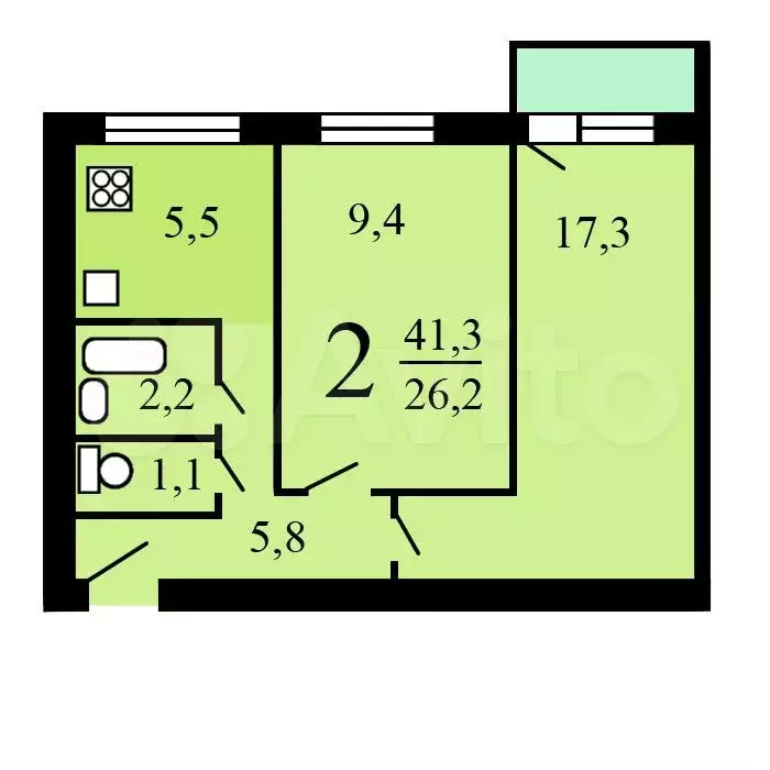 Аукцион: 2-к. квартира, 41,3 м, 1/9 эт. - Фото 0