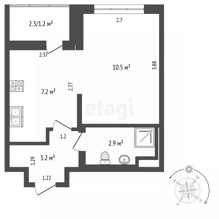 1-к кв. Московская область, Ленинский городской округ, пос. Битца ... - Фото 2