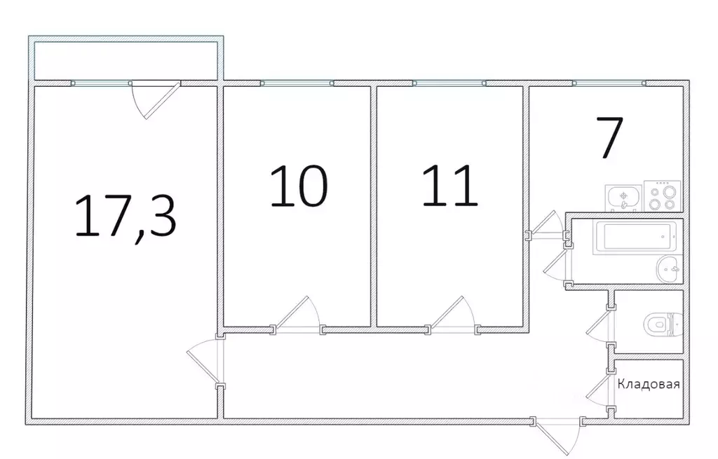 3-к кв. Санкт-Петербург ул. Есенина, 28К1 (60.0 м) - Фото 2