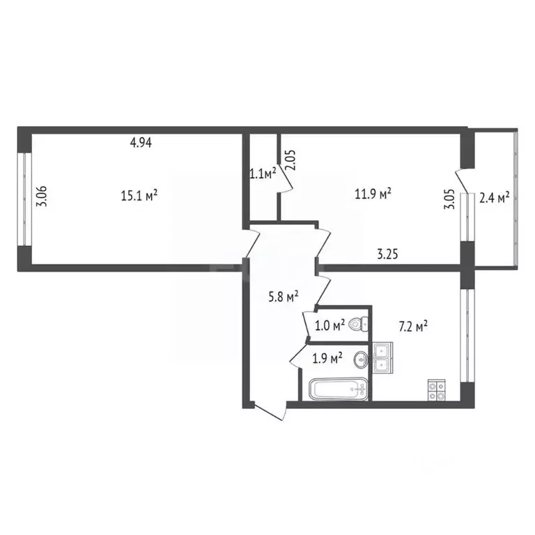 2-к кв. Санкт-Петербург ул. Петра Смородина, 6 (44.0 м) - Фото 0