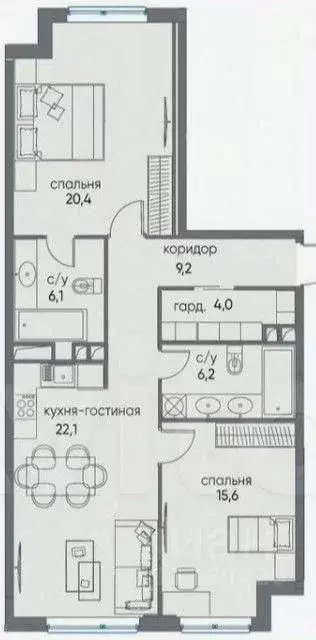 2-к кв. Москва ул. Нижние Мневники, 37Ас3 (83.3 м) - Фото 2