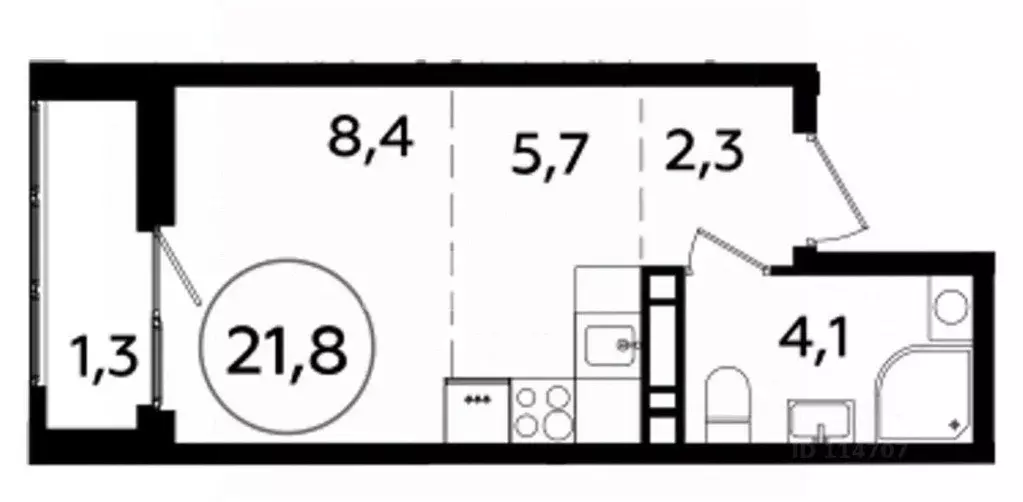 Студия Москва Бартеневская ул., 18к2 (21.8 м) - Фото 2