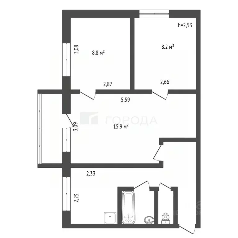 3-к кв. Кемеровская область, Новокузнецк ул. Тореза, 76 (47.0 м) - Фото 2