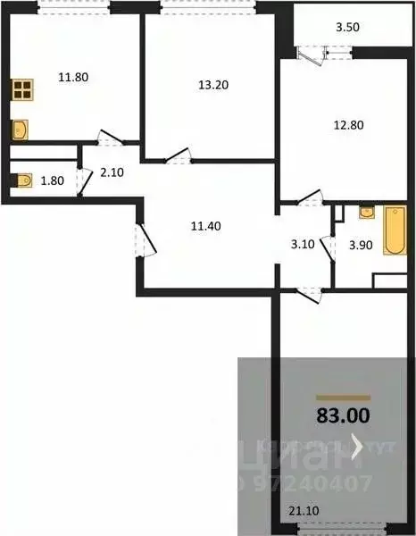 3-к кв. Воронежская область, Воронеж ул. Пескова, 8 (83.0 м) - Фото 0