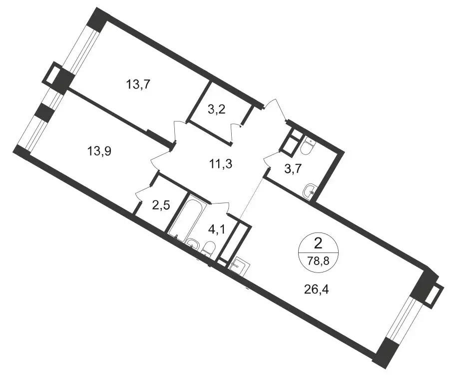 2-комнатная квартира: Московский, улица Лаптева, 9 (78.8 м) - Фото 0